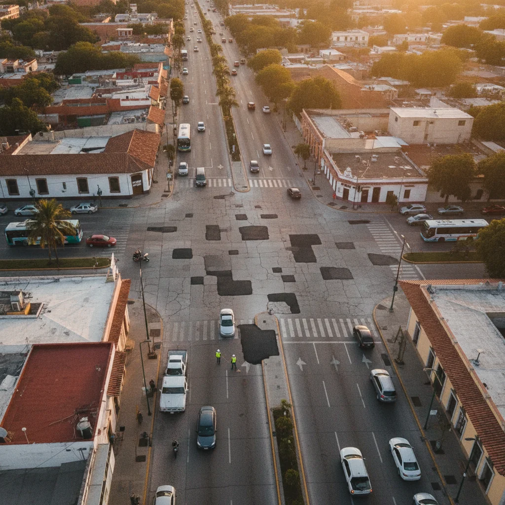 Distribuidor de mezcla asfáltica en frío Zella® con pickup cargado en ciudad de México