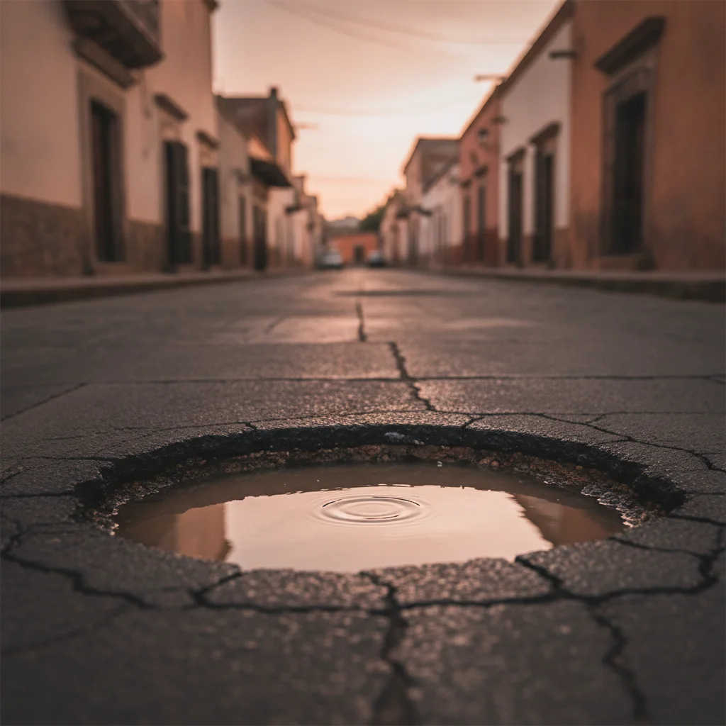 Bache irregular y profundo en calle de México guía de precios de asfalto en frío 2026